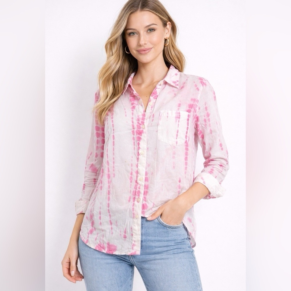Lucky Brand Pink Tie-Dye Long Sleeve Button Down Shirt